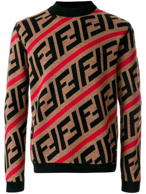 fendi diagonal printed ff sweatshirt|FENDI Sweaters for Men .